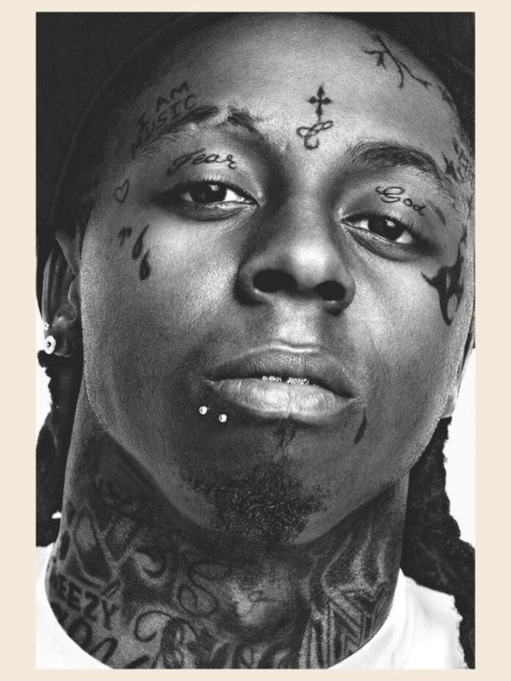 Lil Wayne Black And White Tattoos Hip Hop Rap Poster_
